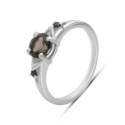 Anel de prata com rauchtopázio natural (quartzo esfumaçado) 0,842 ct, peso do item 2,24 gr (2178736)