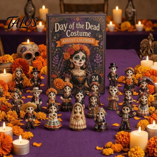 Forniture per Feste di Halloween Giorno dei Morti Costume Calendario dell'Avvento 2026, Conto alla Rovescia di 24 Giorni con Decorazioni Tradizionali per Tavolo Altare Pezzi Mini Acrilico