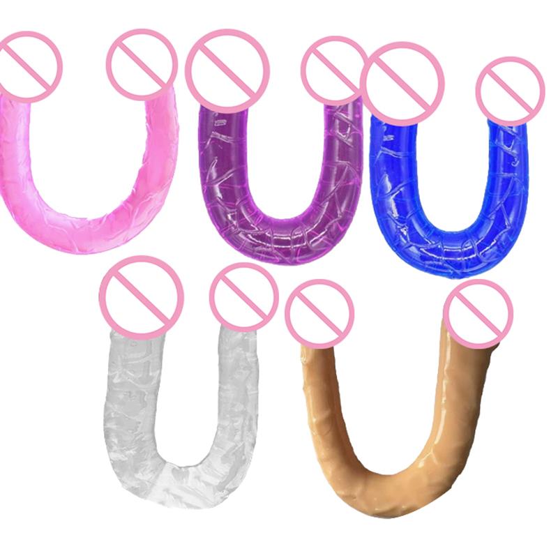 Çift Uçlu Gerçekçi Su Geçirmez Jöle Dildo Esnek Uzun Çift Taraflı Anal Oyun İçin Çiftler İçin G Noktası Stimülatörü Seks Oyuncakları
