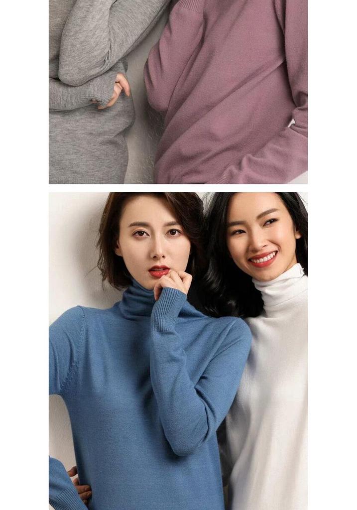 Autumn/Winter Women's Slim Fit High Neck Turtleneck Sweater Knitwear