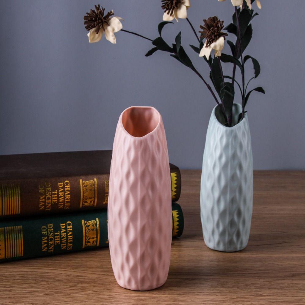 Plastic Nordic Style Vase Imitation Ceramic Desktop Ornament Flower Pot Decoration  Living Room