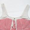 Contrasting Plaid Lace-Up Hollow Sweetheart Slim Vest Suspenders for Women