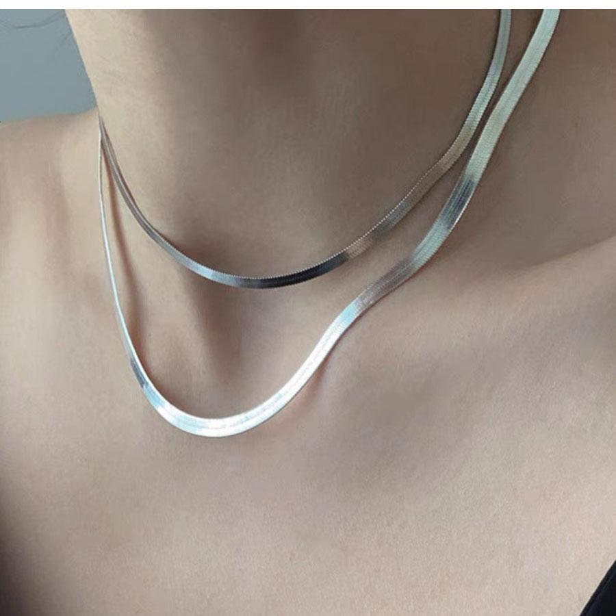 Silver color Choker Necklace For Women Snake Chain Smiple Geometric Fine Jewelry Wedding Party Birthday Gift