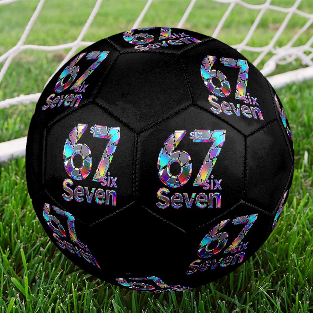 Six and Seventeen Indoor Soccer Ball Colorful Machine Stitched PVC Size 5 Team Training Competition Ready Durable High-Bounce Cool Sports Gift