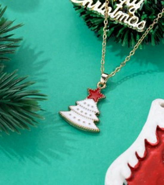 Cross-border Christmas Wish Tree Snowman Reindeer Bells Necklace