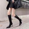 New Style Thin High Heel Women Boots 2024 Pointed Toe Women's High Tube Thinner-looked High Heel Long Boots Zip Boots Mujer D109