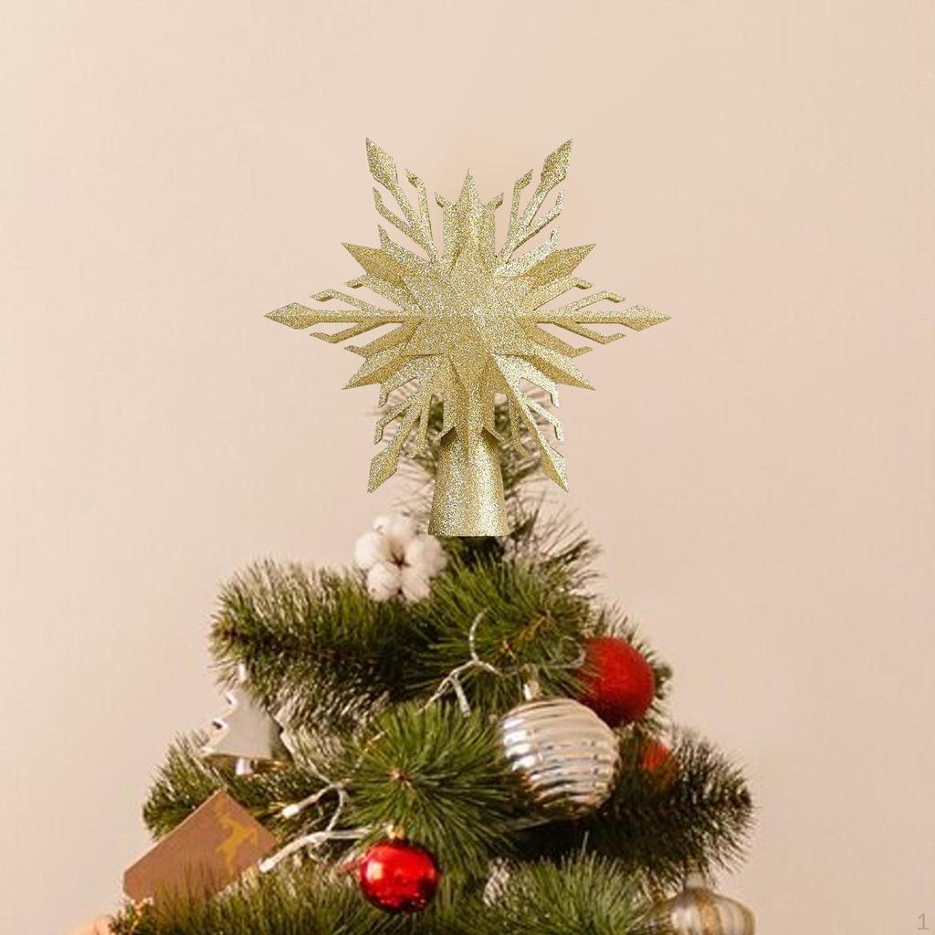 Christmas Tree Topper Projector Light Snowflake Holiday Decoration Bedroom Office Xmas Ornament