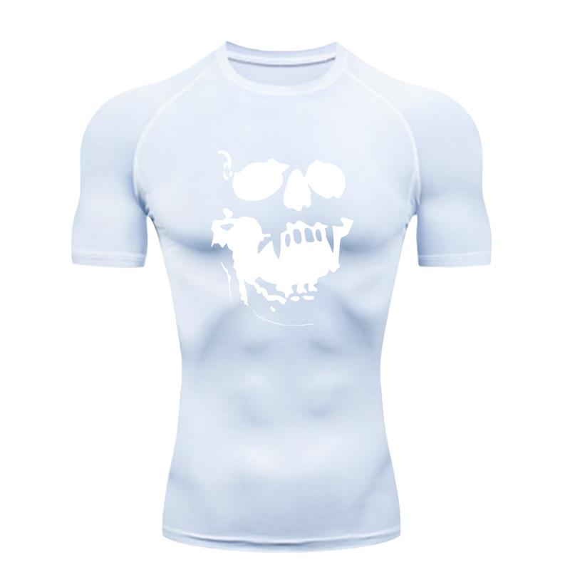 Skeleton Men's Sports T-Shirt Training Gym Jogging Running Workout Compression Rashgard Tops Tee Quick Dry Short Sleeve T Shirt