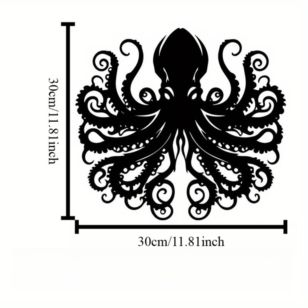 

1pc Vintage Octopus Metal Wall Art Black Ornate Plaque Coastal Nautical Theme Decor Indoor Outdoor Ocean Lover Gift Halloween Decoration 30cm/12inch