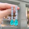 Jewelry Retro Color Treasure Simulation Paraiba Emerald Big Earrings Main Stone 10 * 16