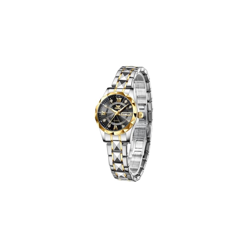 OPK Women s Quartz Watch Simple Lightweight Waterproof Luminous Gold Black