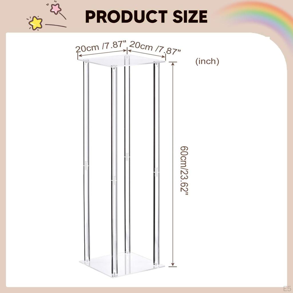 Acrylic Flower Stand Pillar Column Geometric Transparent Pedestal Tall Vase for Home