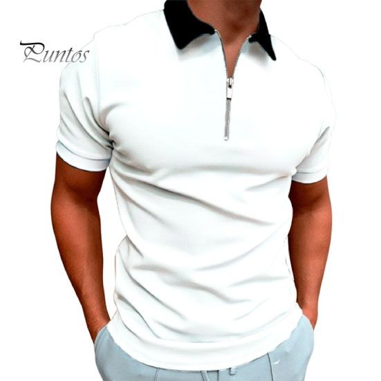

Мужская футболка с воротником-молнией, однотонная, с коротким рукавом и лацканами, повседневная, облегающая, летняя, для улицы, отпуска, работы, спорта S белый