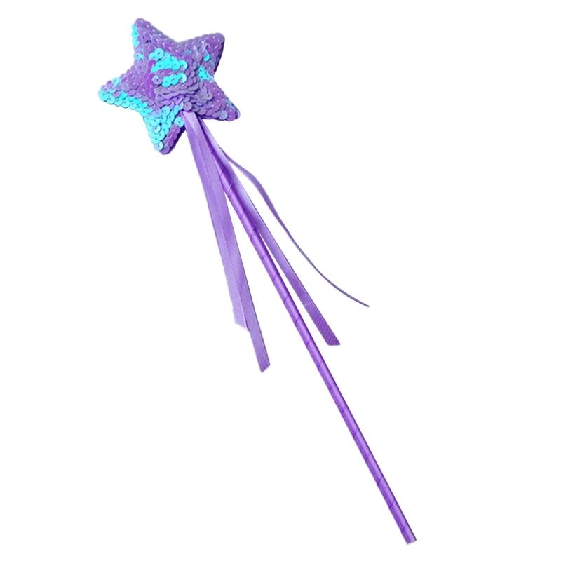 Star Sequins Magic Stick Princess Cosplay Props Little Girl Character Costume Accessory for Children Girl Kindergarten