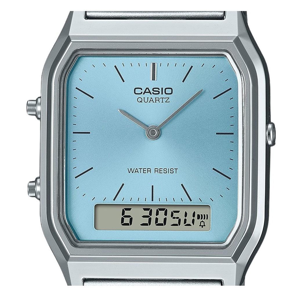 Casio Vintage analog digital turkis blå skive kvarts AQ-230A-2A1 dameklokke