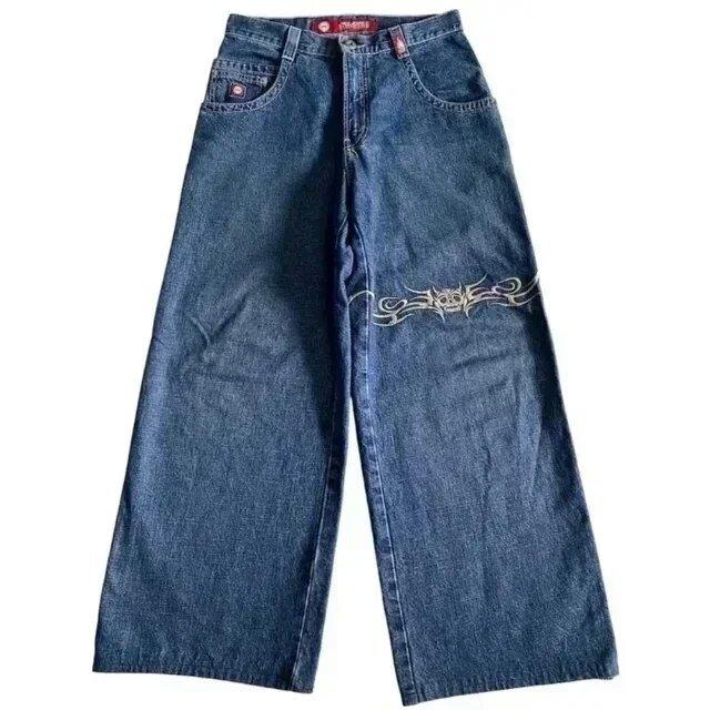 JNCO Jeans Vintage Hip Hop Loose Jeans Men's Gothic High Waist Wide Legs Pants Streetwear