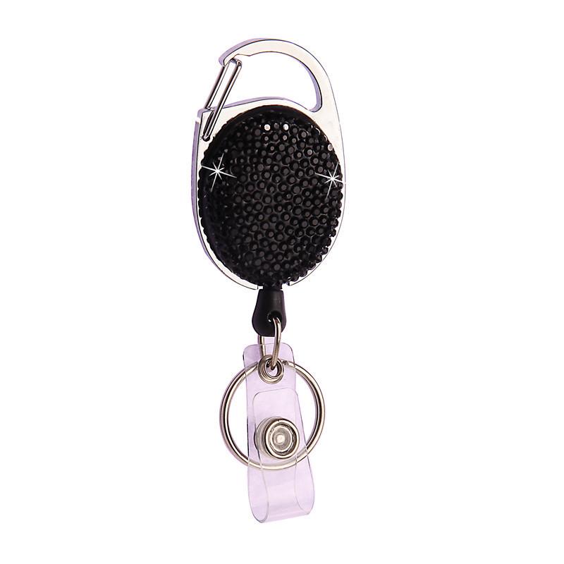 Ceramic Clay Pull-Release Retractable Metal Keychain Egg-Shaped Card Holder