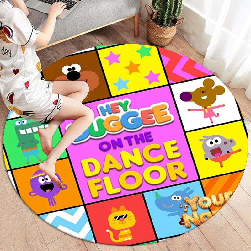 Hey Duggee Custom Name Round Area Rug,Carpet Rug for Living Room Bedroom Sofa Playroom Decor,Non-slip Floor Mat