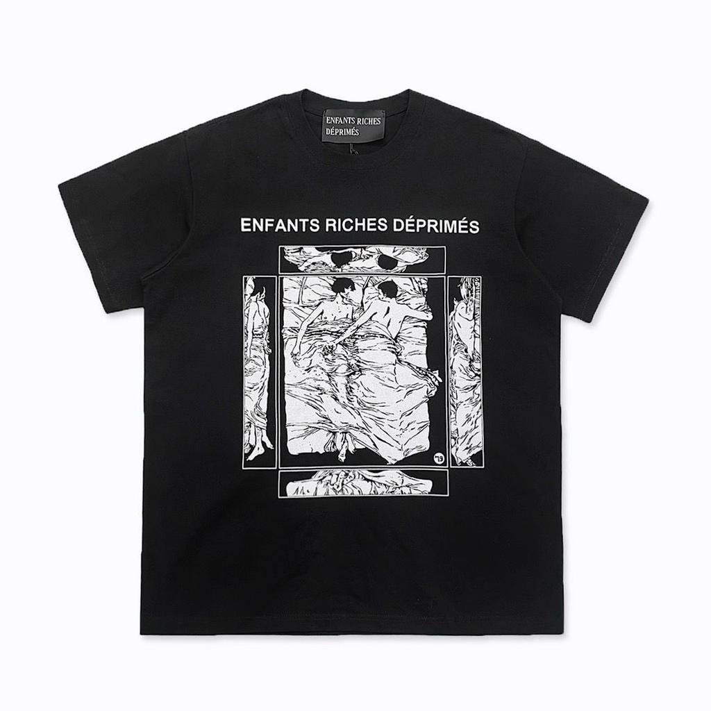 ERD Melancholie Trendmarke Zweite Generation Porträt High Street Druck Locker Herren T-Shirt Retro Rundhals Kurzarm