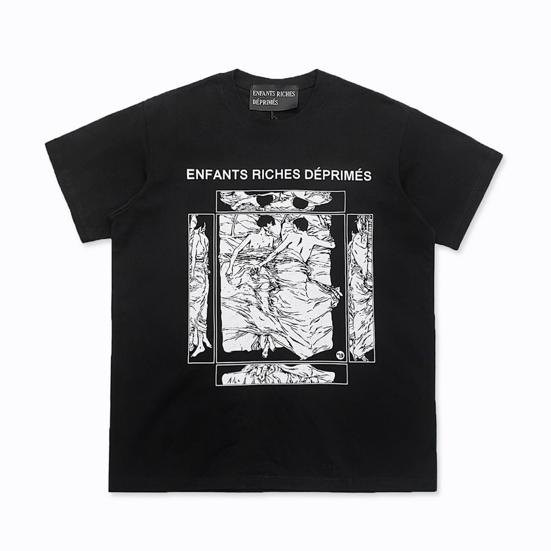 BenberFashion ERD Melancholie Trendy Merk Tweede Generatie Portret High Street Print Los Heren T-shirt Retro Ronde Hals Korte Mouw S