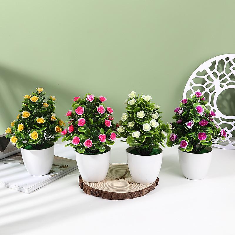 Hibiscus Flower Simulation 25pcs Round Small Potted Plants For Coffee Table Decoration And Photography