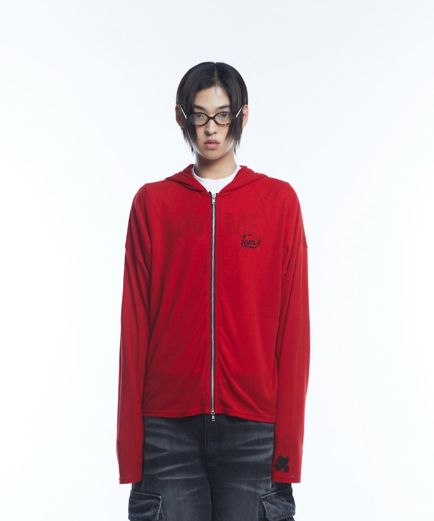 Tom'S Birthday Love Me Sleeve Hoodie Zip-Up Red