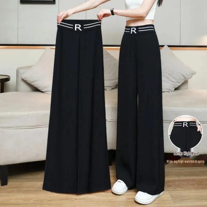 

Plus Size Women s Black Drapey Summer Pants - High-Waisted, Wide-Leg, Straight-Legged, Slimming Casual Fashion Large чёрный