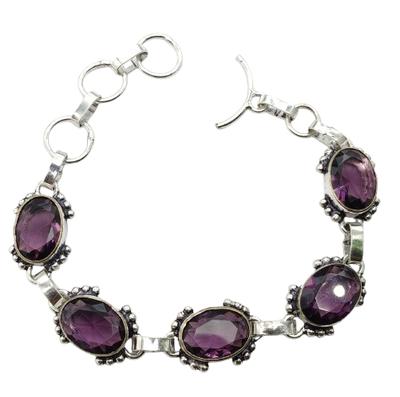 Amethyst Gemstone Silver Plated Handmade Bracelet Jewelry BR 10