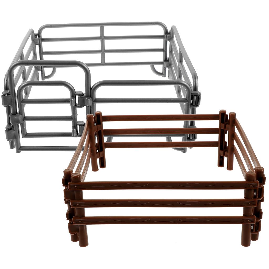 2 Pcs Animal Enclosure Toys Fence Farm Figures Barn Sheep Corral Panel Miniature Simulated Cake Sand Table