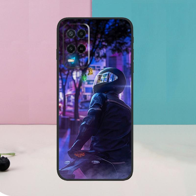 Neon Motorcycle Biker Case For Oppo A5 Pro A6 A15 A16 A76 A96 A17 A57 A98 A58 A78 A18 A38 A54 A74 A94 A40 A60 A80