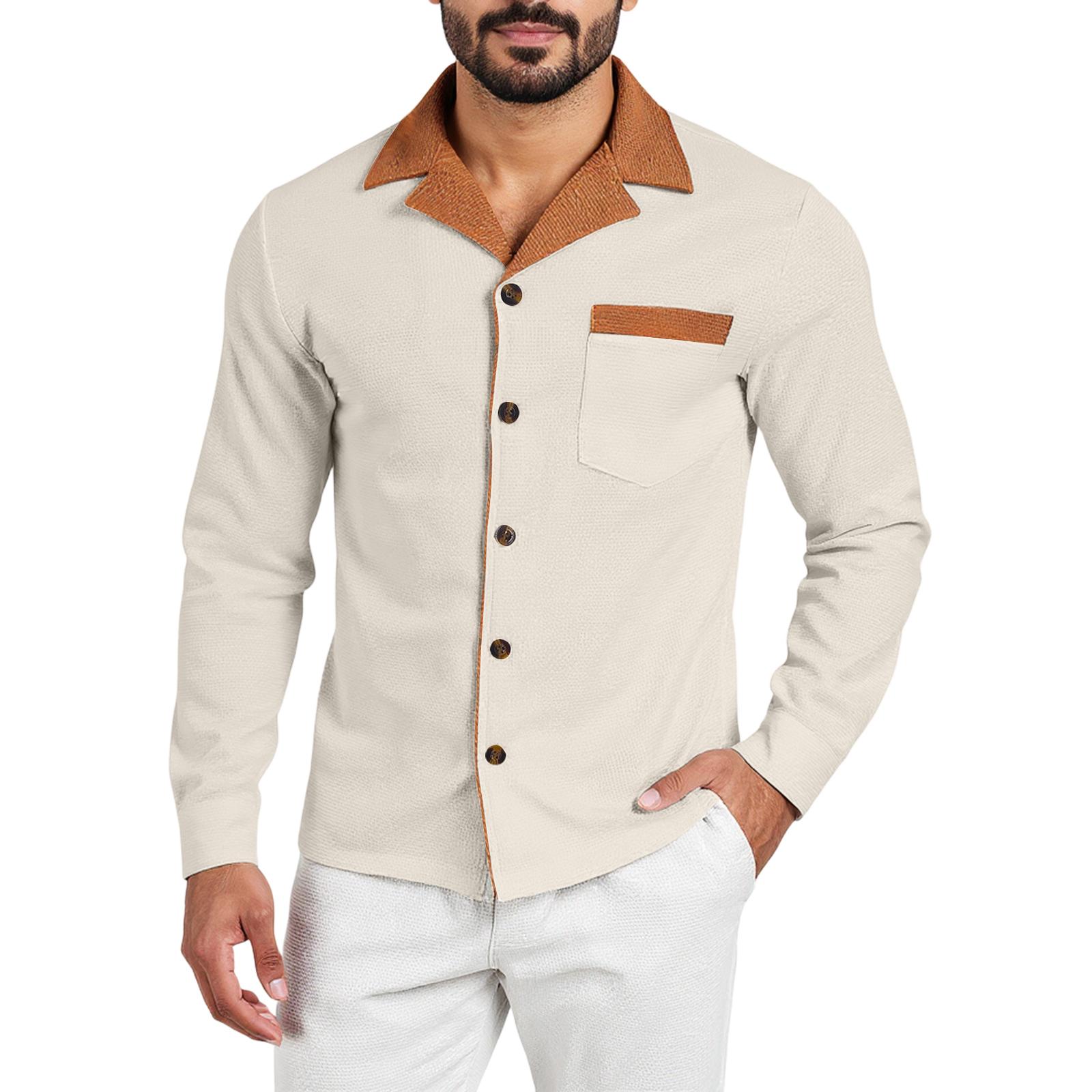 

Мужская рубашка с длинным рукавом, рубашка с отложным воротником, приталенная рубашка L хаки