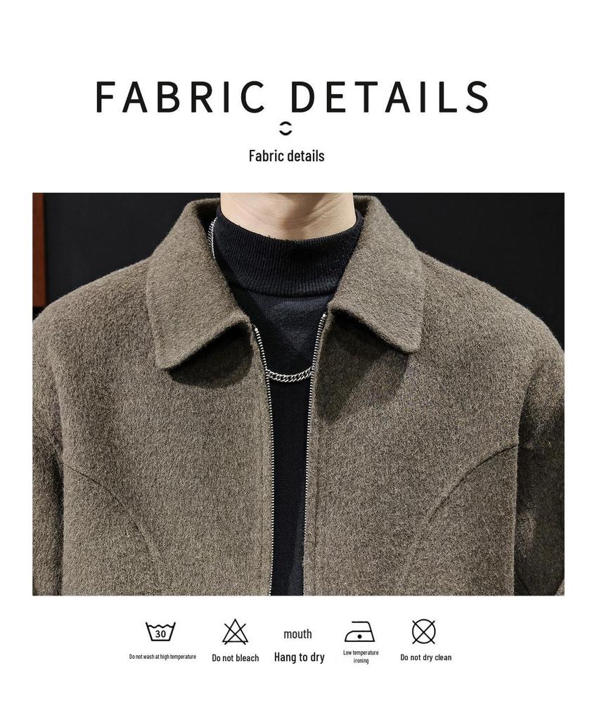 Men's American Style Heavyweight Wool Cashmere Jacket - Double-faced, Thickened, High-end, Plus Size Casual Outerwear for 2025.