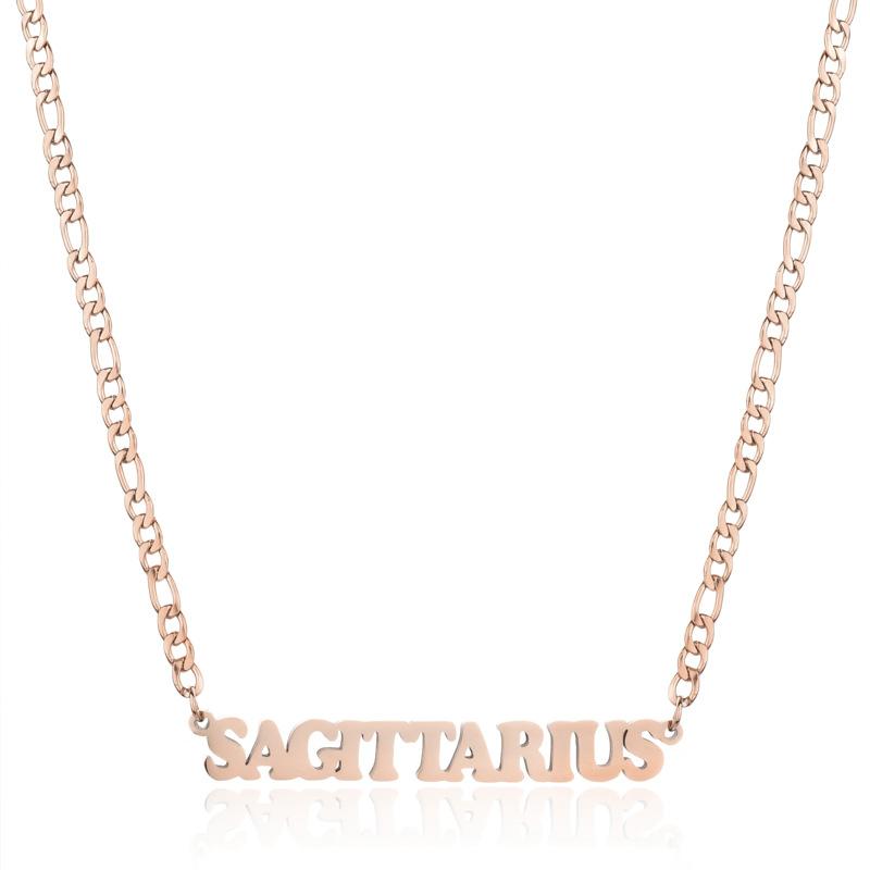 Gold/Silver/Rose Gold Color Twelve Constellations Stainless Steel NK Chain Pendant Necklace Female Jewelry 18+2in