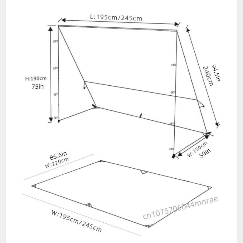 Outdoor Car Side Tent, Expansion Accessories, Shelter with Windows, Side Arrangement of Bags, Projection Screen Tent
