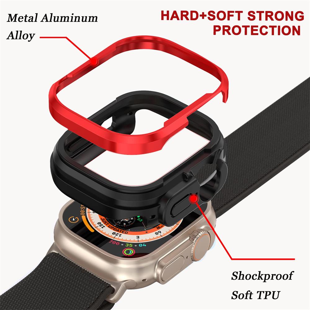 Metal Case For Apple Watch Ultra 49mm Accessories Protector TPU Bumper Tempered Iwatch Series 8 7 6 Se 45mm 41mm 44mm 40mm Cover