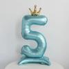 42 Inch Standing Blue Number 5 Balloons With Crown, 5th Birthday Balloons for Boys Girls, 5th Birthday Party Decoration Supplies, Happy Birthday