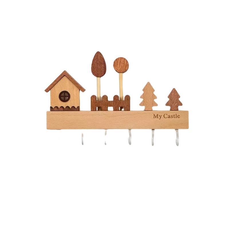 User Friendly Wood Key Hanger Damage Release Wall Hook Organizers Key Hangers For Entryway Living Room Storage