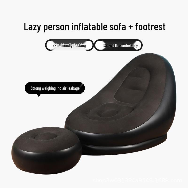 Portable Inflatable Sofa with Footrest - Foldable Air Cushion for Outdoor & Home Relaxation
