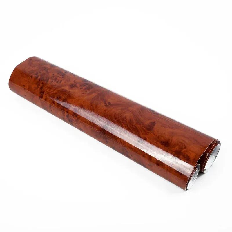 Adesivo Lucido Fai-da-te per Auto Adesivo Interno Automobilistico Impermeabile Pellicola Vinilica Effetto Legno Decalcomanie Accessorio Interno Universale 30*120cm