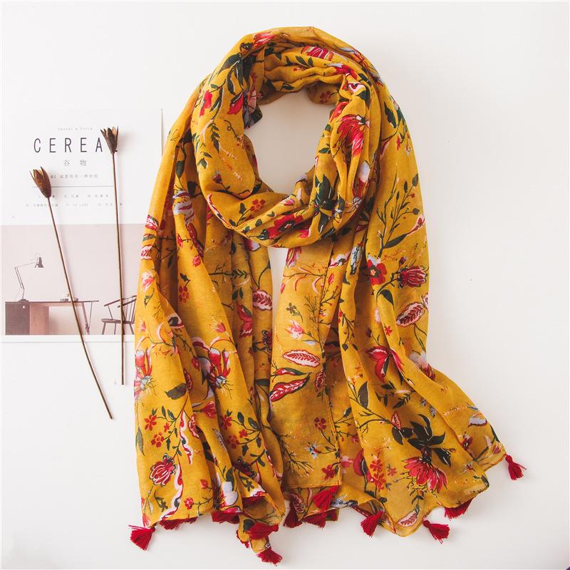 New Fashion Summer Women Scarf Bohemia Flower Beach Hijab Shawls and Wraps Female Foulard Echarpe Designer Pashmina Bandana