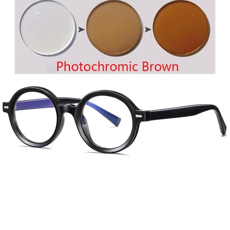 Women Men Anti Blue Rays Round Prescription Glasses For The Nearsighted Rivet Frame Student Myopes Lunettes 0 -0.5 -0.75 To -6.0