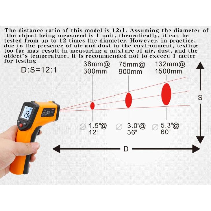 Infrared Thermometer Industrial High-Precision Temperature Gun Electronic Water and Oil Temperature Meter for Kitchen and Baking