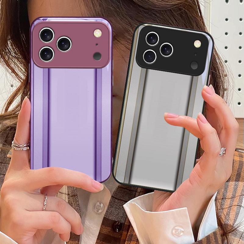 Golden Orange Border For iPhone 17 Air 16 E 15 14 13 Plus 12 Mini 11 17 Pro Max XR Xs Max 16E 7 8 Tempered Glass Phone Case