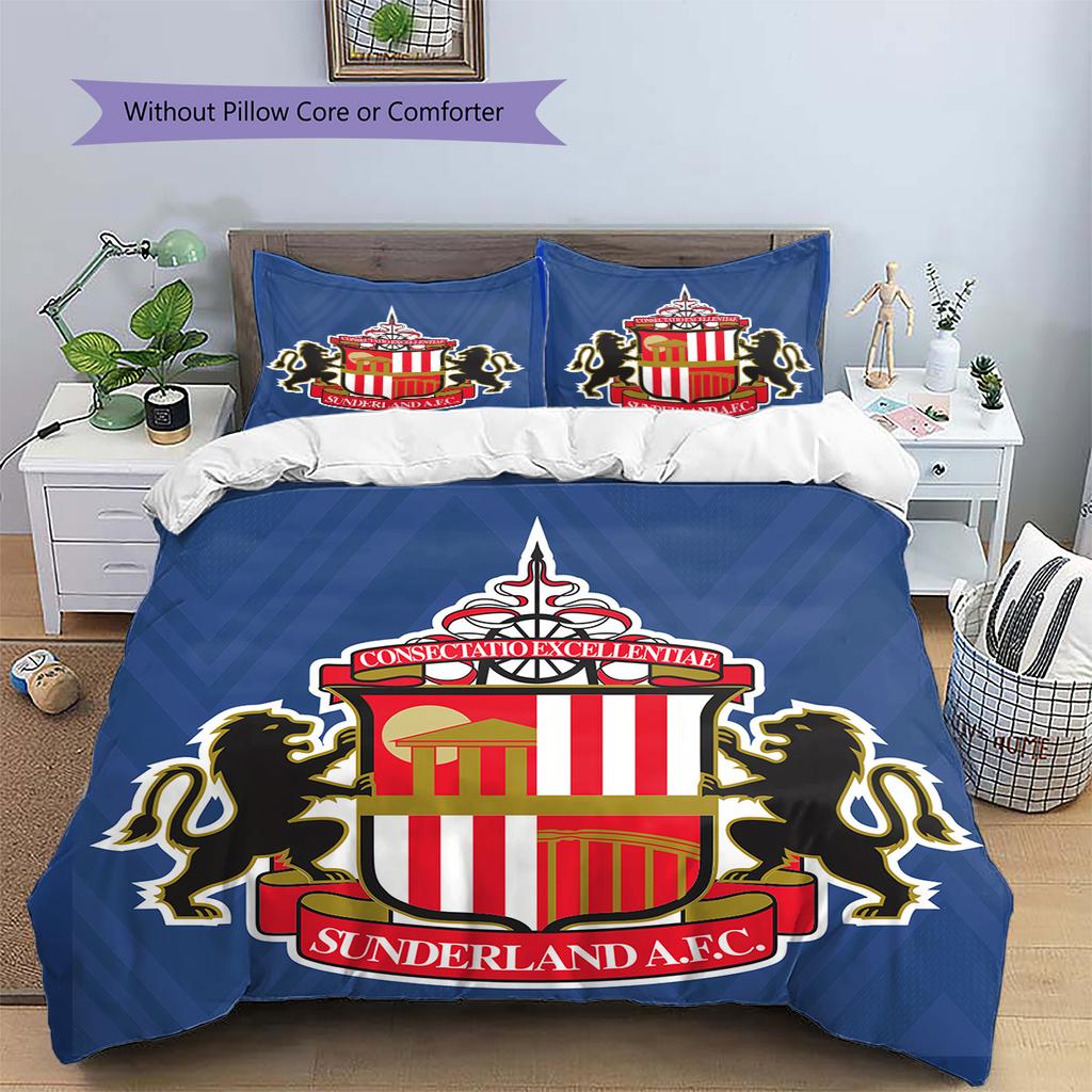 Sunderland AFC Pattern Bedding Quilt Set Home Decoration Gift (1 * Duvet Cover + 2 * Pillowcase Without Core)