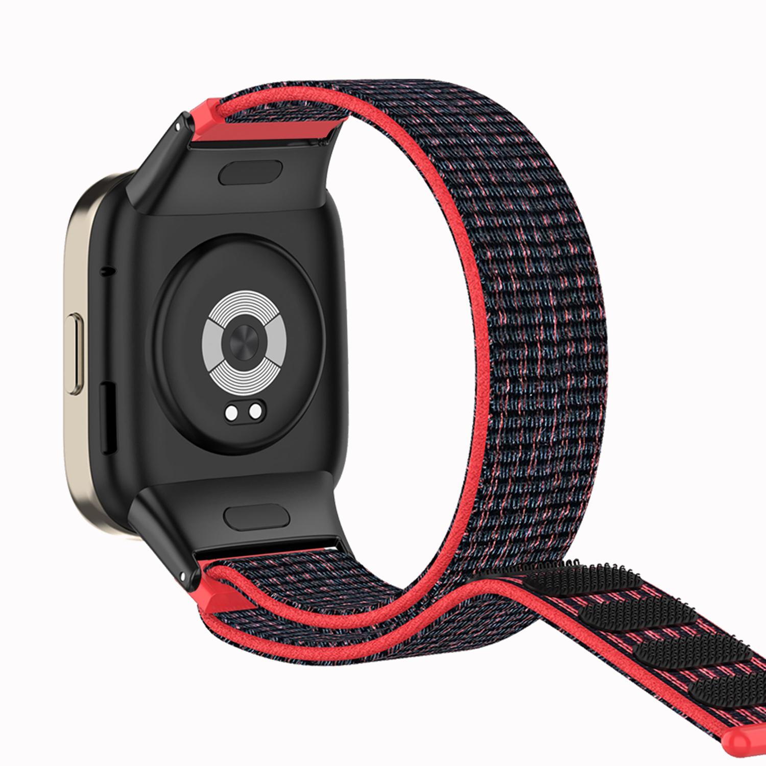 

For Xiaomi Redmi Watch 3 Watch Band Adjustable Nylon Wrist Strap Black/Red
