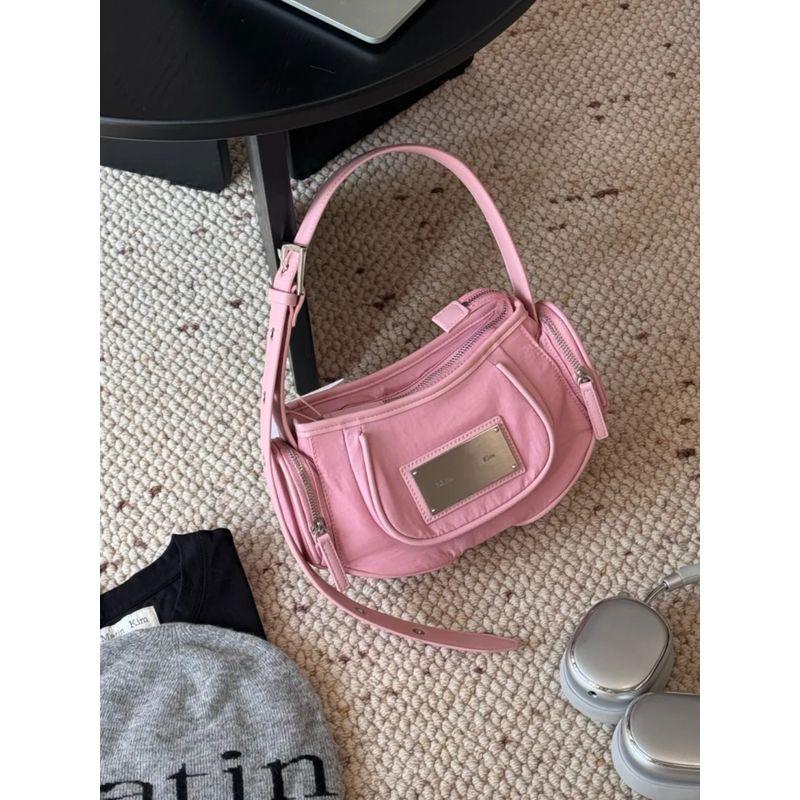 

Yu Shu Xinlin Xiaozhai Same Style South korea Designer Underarm Bag Portable Casual Nylon Patchwork Messenger Bag Pink