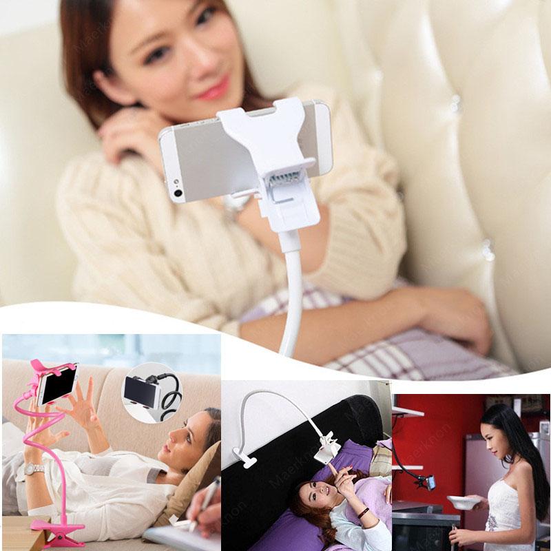 360 Universal Lazy Mobile Phone Gooseneck Stand Holder Flexible Bed Desktop Bracket Smartphones Table Clip Stand Base Support