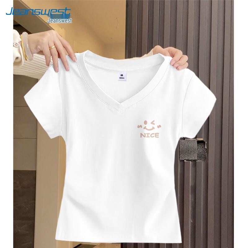 Jeanswest Women s 100% Cotton V-Neck Blushing Smile T-Shirt M