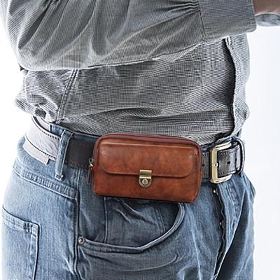 Portafoglio con Zip di Lusso in Pelle Borsa da Vita da Uomo Marsupio Borsa da Viaggio d'Affari Custodia con Clip da Cintura per Telefono Per Samsung iPhone Xiaomi Huawei Custodia Borsa