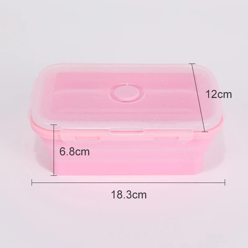 Collapsible Food Storage Containers Foldable Silicone Lunch Containers with Lids Rectangle Collapsible Bowls Round Food Bowls 2